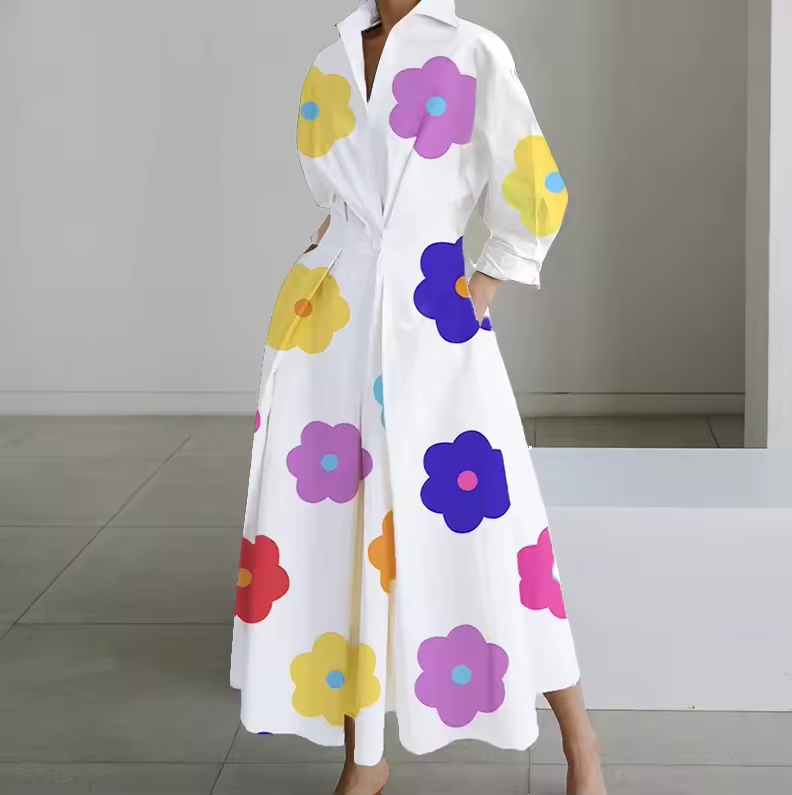 Estelle | Collared shirt dress with cinched waist