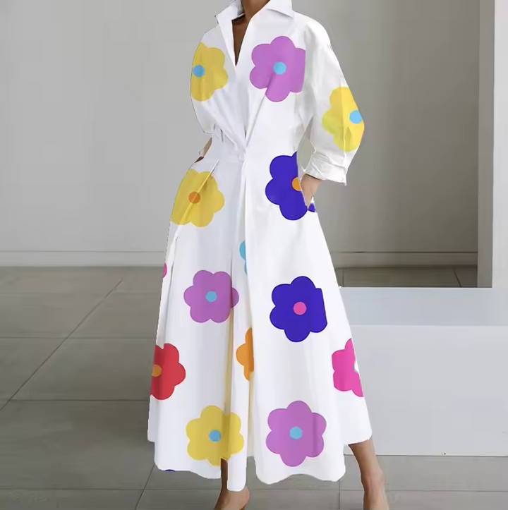 Estelle | Collared shirt dress with cinched waist