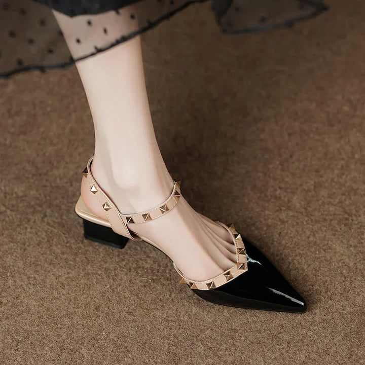 Missy | Women’s studded straps sandals with mid-height heel
