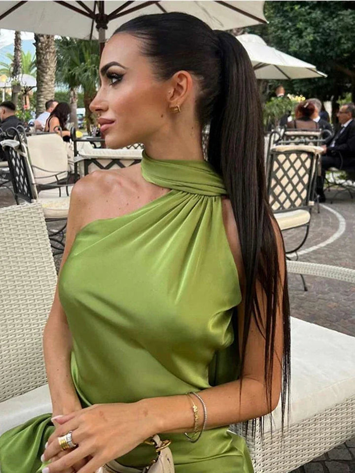 Karina | Women’s radiant sculptural asymmetrical maxi dress