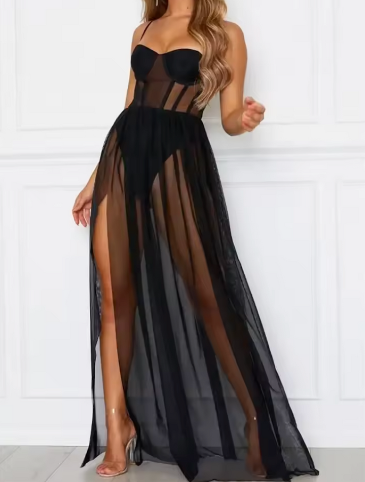 Marlowe | Sheer strapless dress