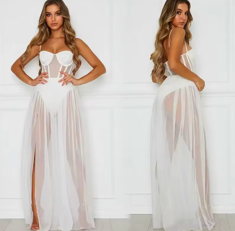 Marlowe | Sheer strapless dress