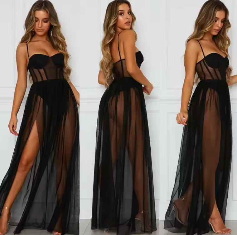 Marlowe | Sheer strapless dress