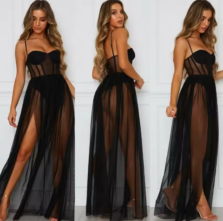 Marlowe | Sheer strapless dress