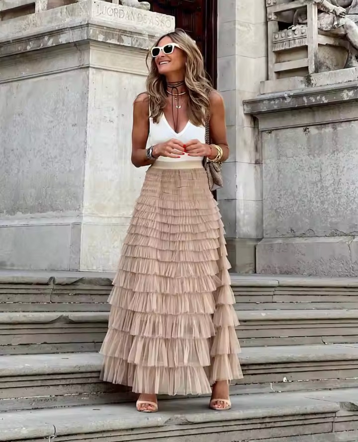 Ariya | Women’s ruffle maxi skirt with flowing silhouette