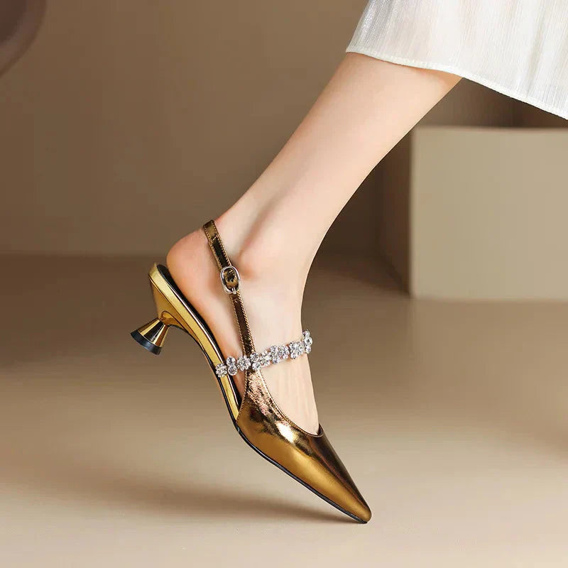 Daphne | Women’s slingback sandals with crystal strap