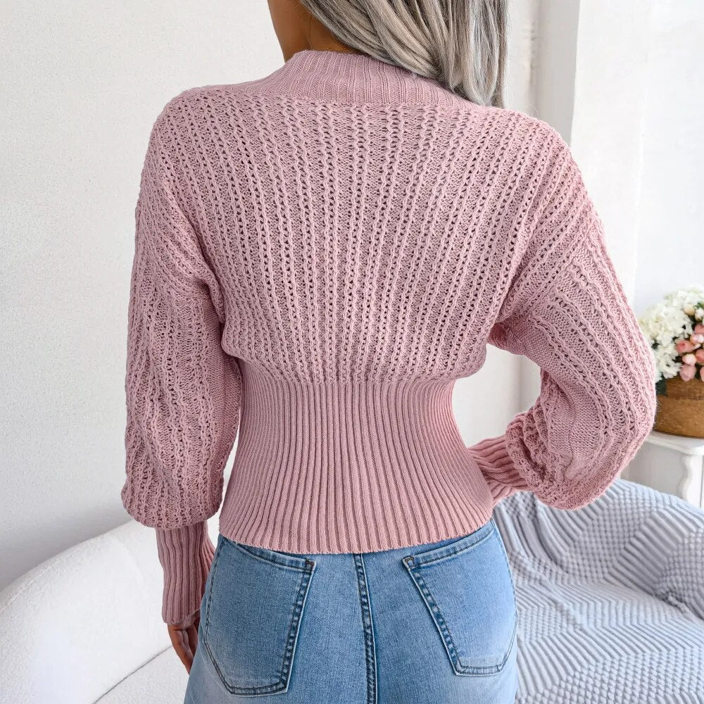 Wennie | Women’s deep v-neck knitted sweater top