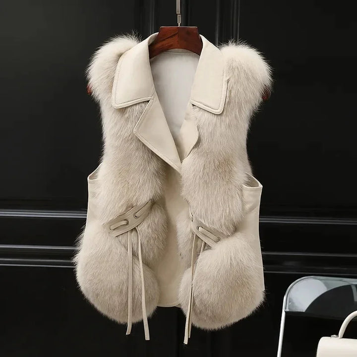 Klara | Women’s faux fur vest with lapel collar