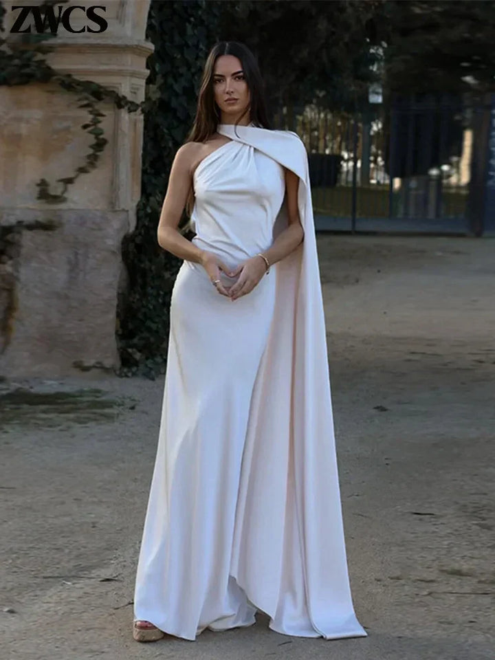 Karina | Women’s radiant sculptural asymmetrical maxi dress