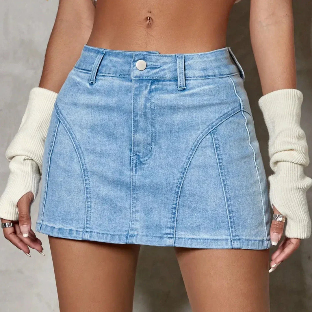 Zin | Women’s denim A-line mini skirt with seam detail