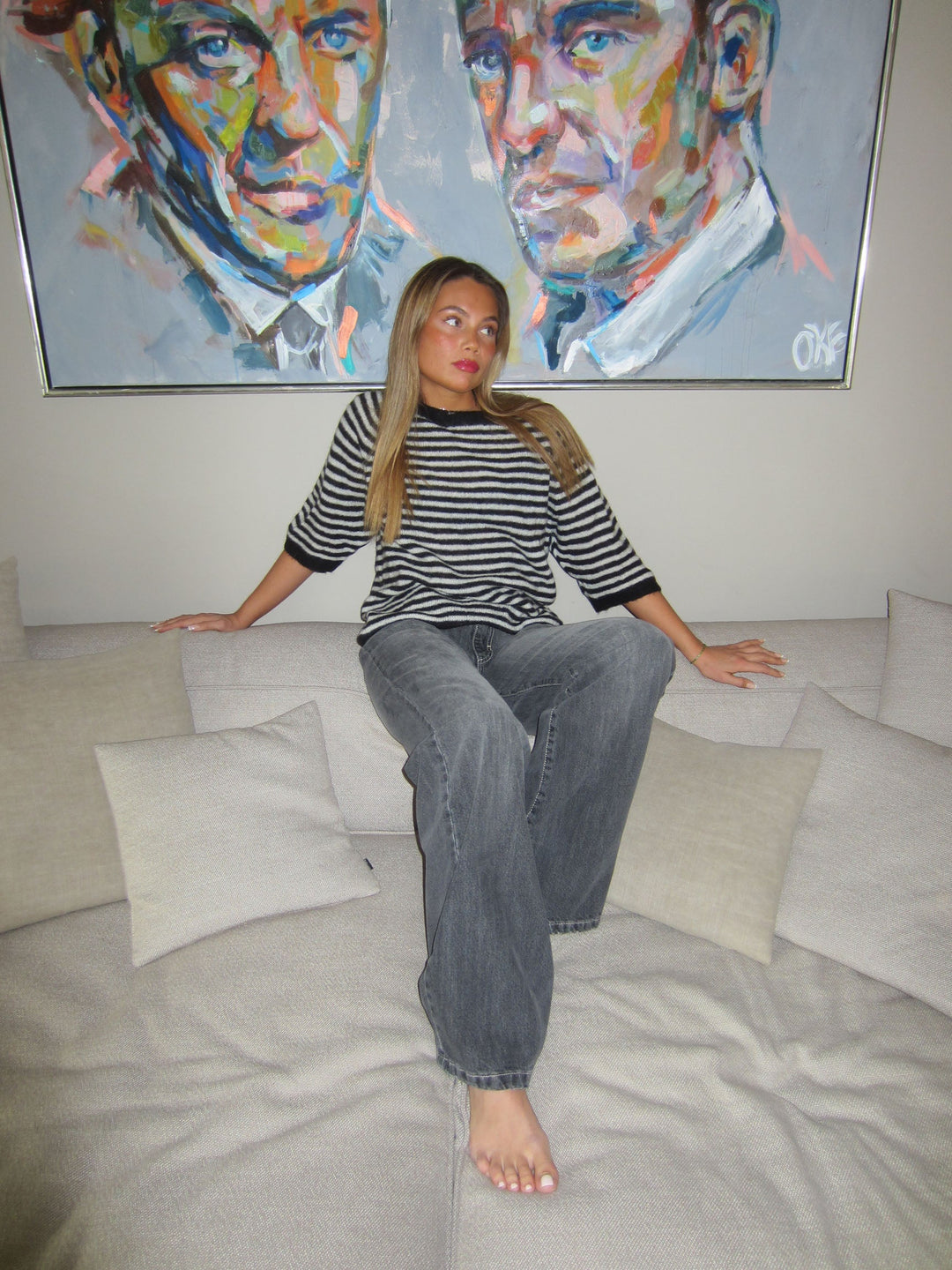 Daphne | Women’s knit t-shirt with striped design