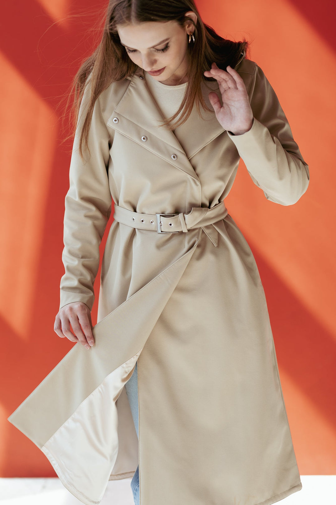 Julietta | Women’s double-breasted trench coat with adjustable hood