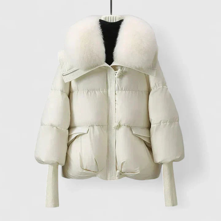 Louisa | Women’s puffer jacket with oversized faux fur collar