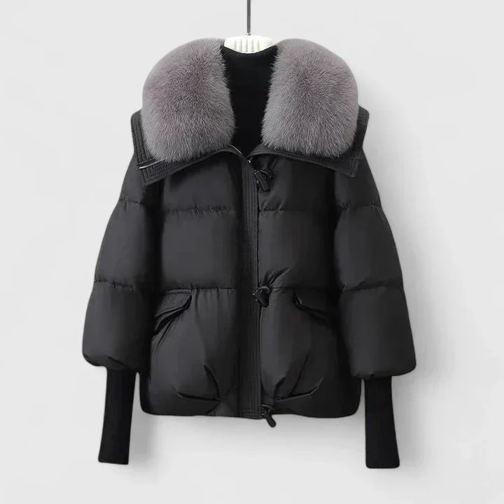Louisa | Women’s puffer jacket with oversized faux fur collar