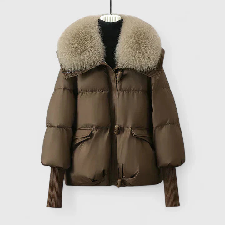 Louisa | Women’s puffer jacket with oversized faux fur collar