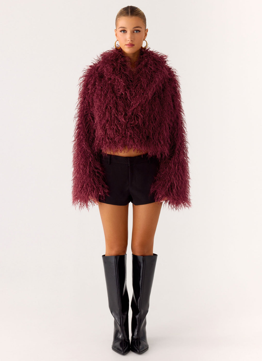 Lou | Women’s feathered faux fur cropped jacket