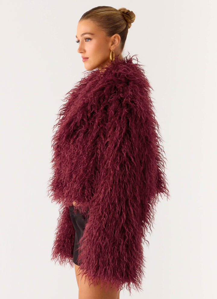 Lou | Women’s feathered faux fur cropped jacket