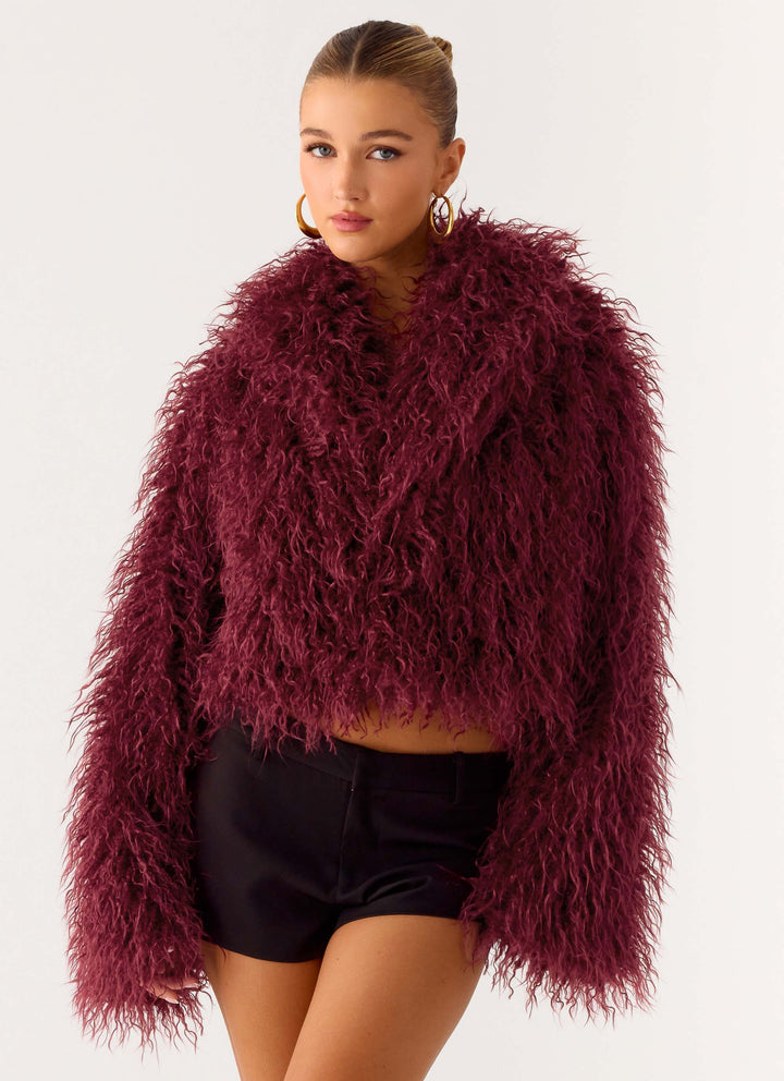 Lou | Women’s feathered faux fur cropped jacket