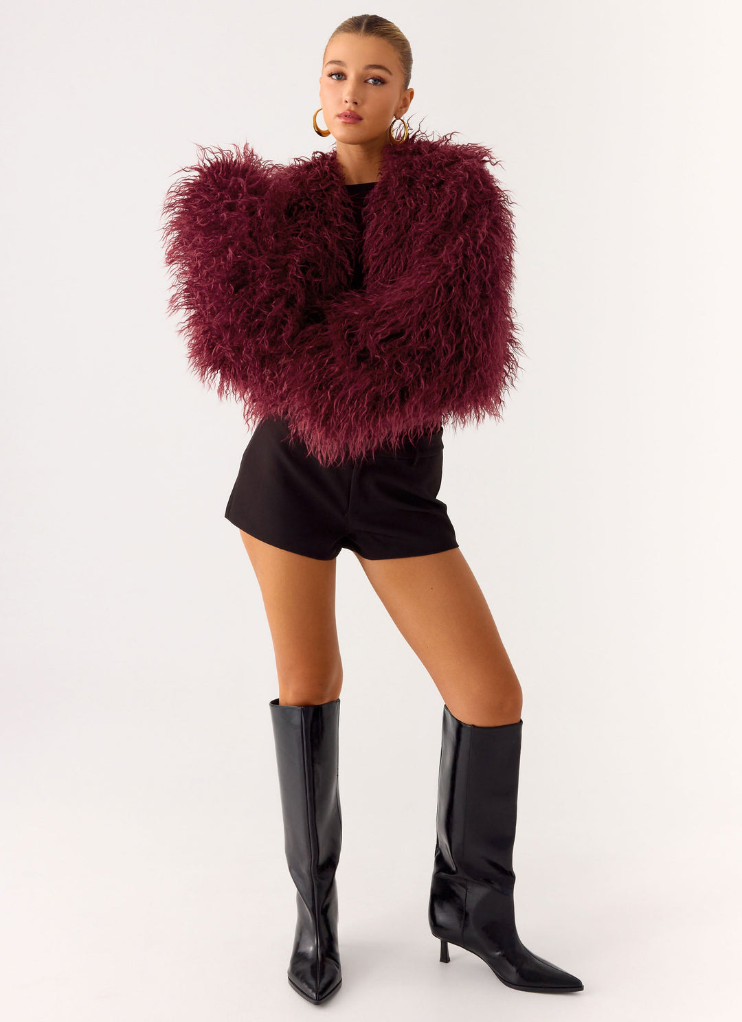 Lou | Women’s feathered faux fur cropped jacket
