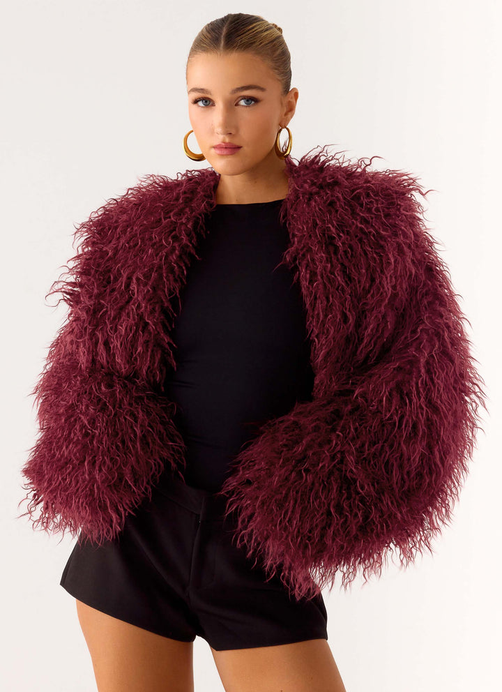 Lou | Women’s feathered faux fur cropped jacket