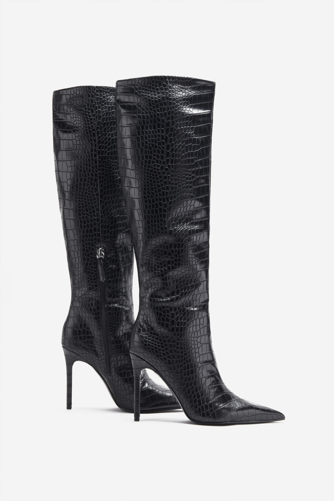 Ariana | Women’s croc-embossed patent knee-high pointed boots