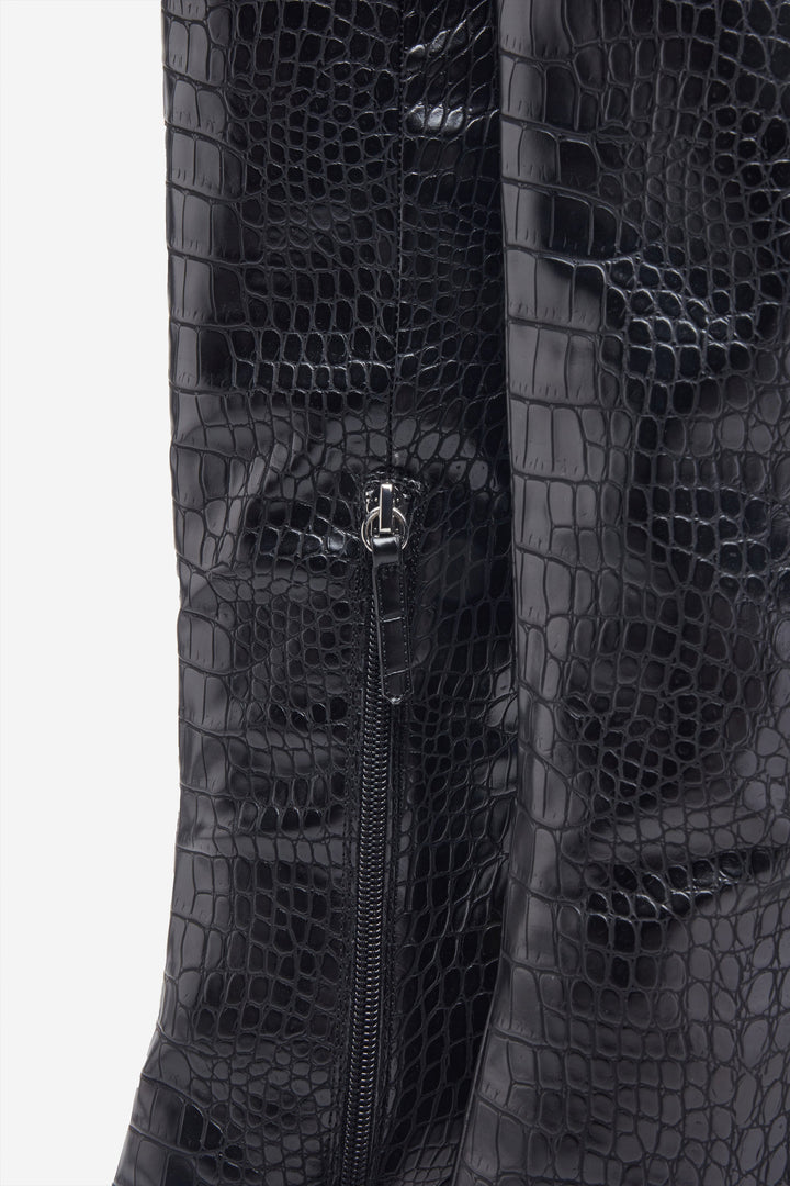 Ariana | Women’s croc-embossed patent knee-high pointed boots