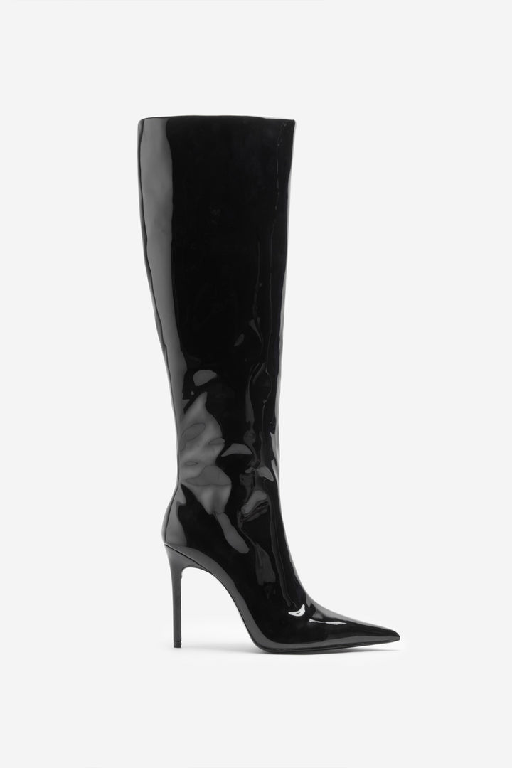 Alexa | Women’s glossy patent leather knee-high pointed boots