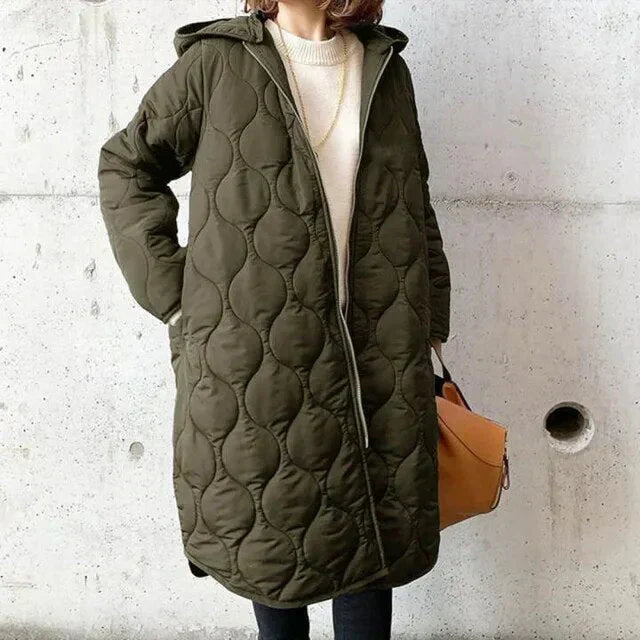 Aleah | Women’s quilted longline hooded parka coat