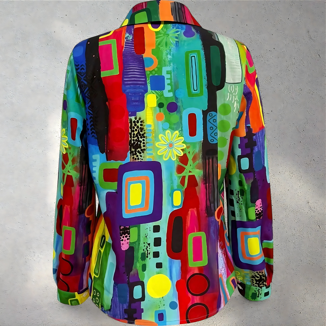 Dara | Women’s polo blouse with abstract print and loose shape