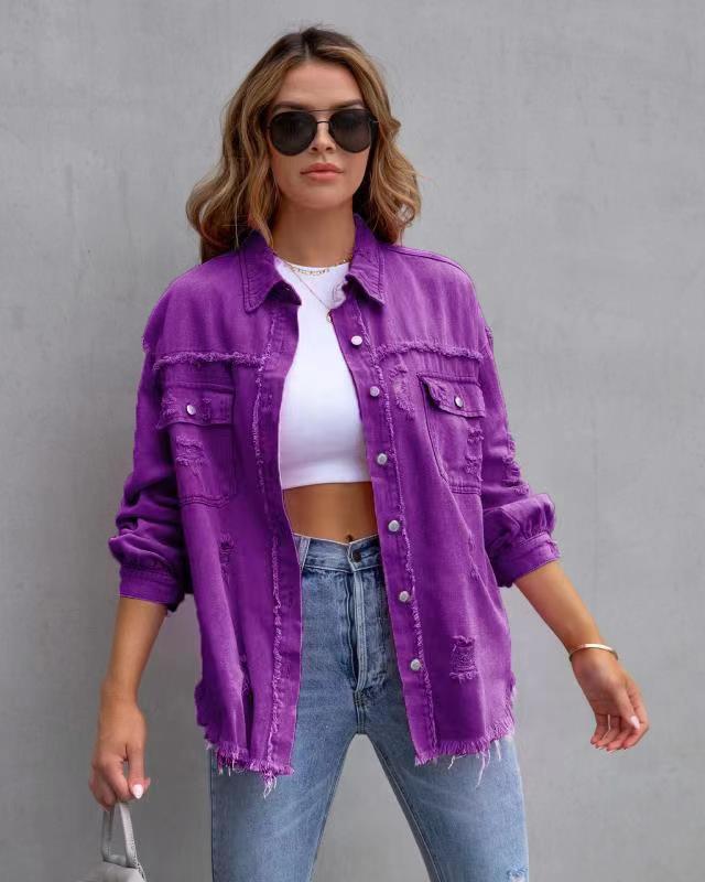 Nica | Women’s oversized denim jacket with distressed details and modern cut