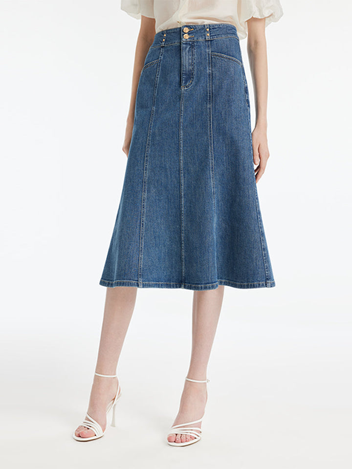 Paloma | Women’s high-waisted denim mermaid skirt