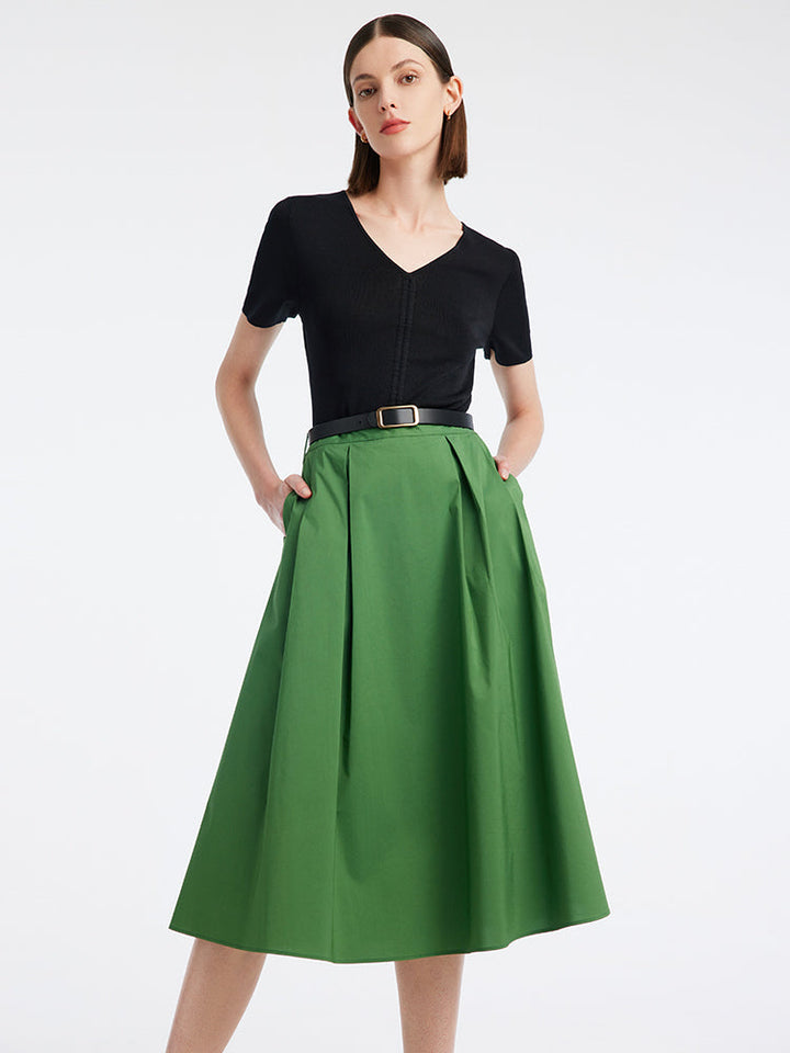 Mikaela | Women’s  A-line mid pleated skirt with belt