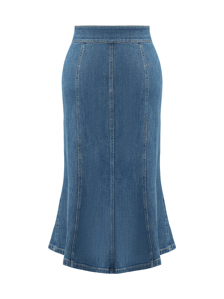 Paloma | Women’s high-waisted denim mermaid skirt