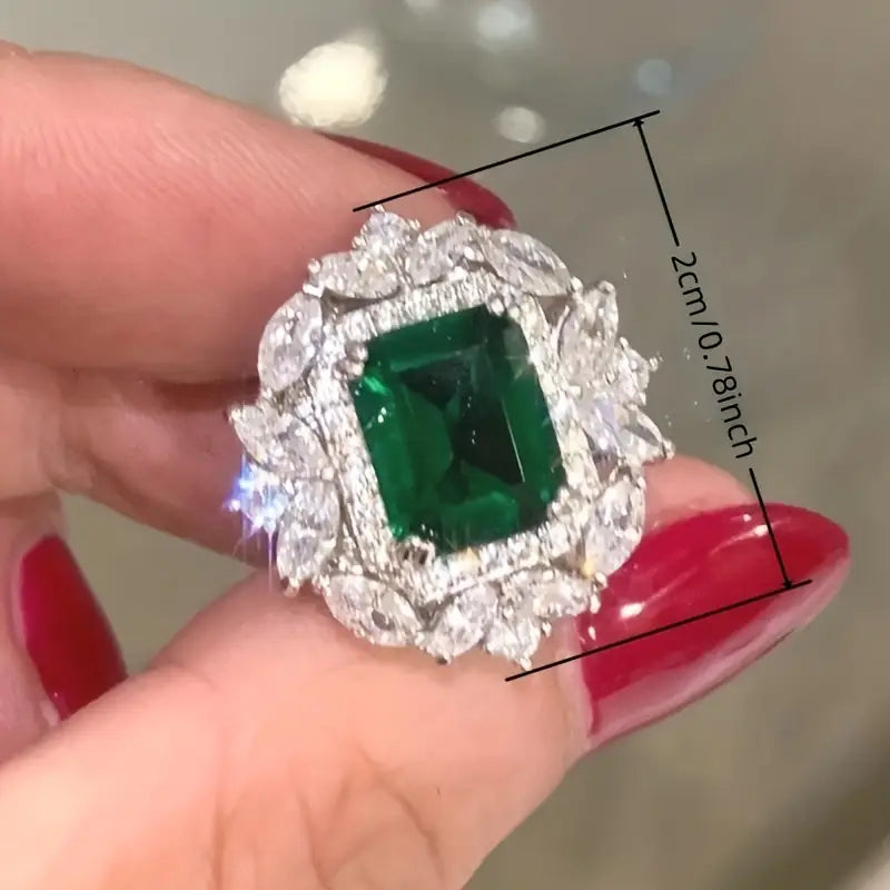 Vanessa | Women’s stud earrings with emerald stone and crystal halo