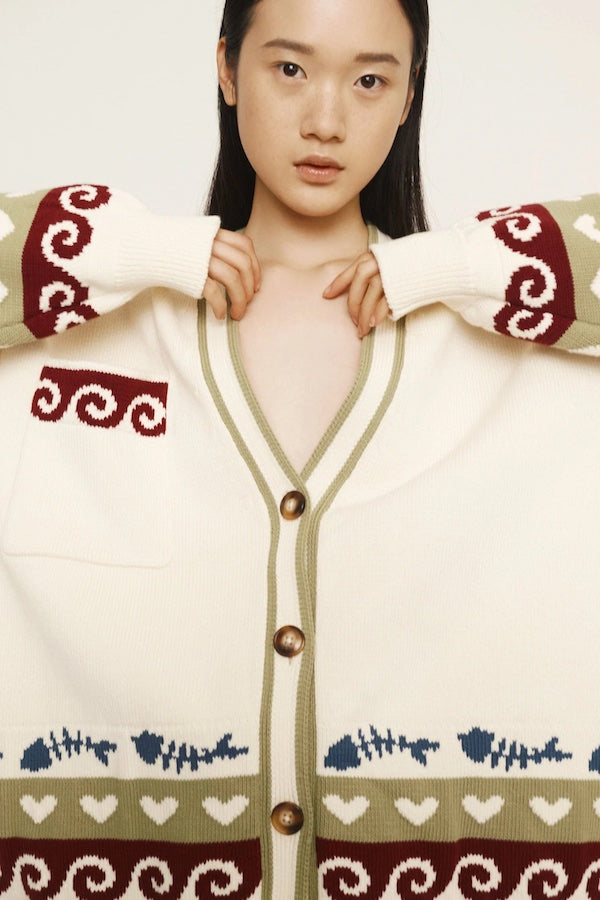 Ariah | Women’s bohemian ocean-inspired embroidered cardigan