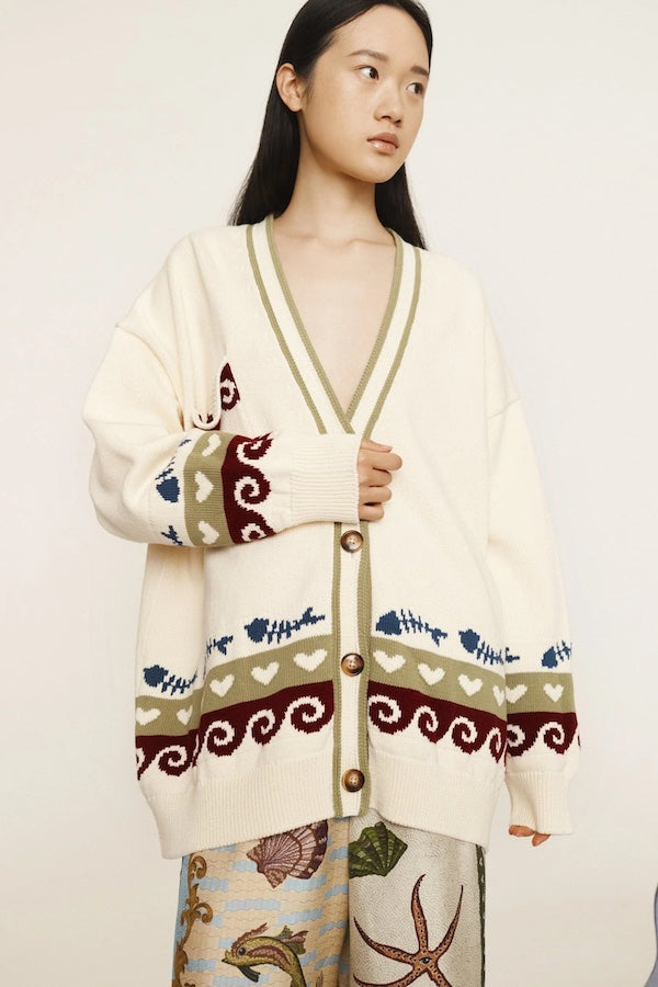 Ariah | Women’s bohemian ocean-inspired embroidered cardigan