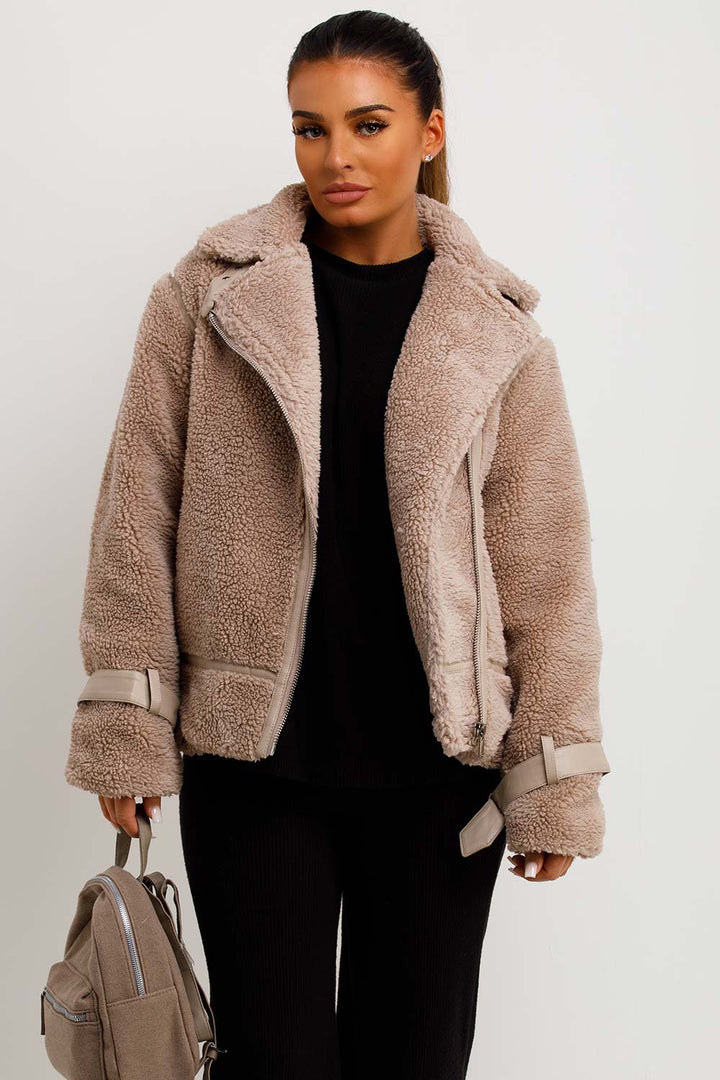 Aadhya | Women’s teddy aviator jacket