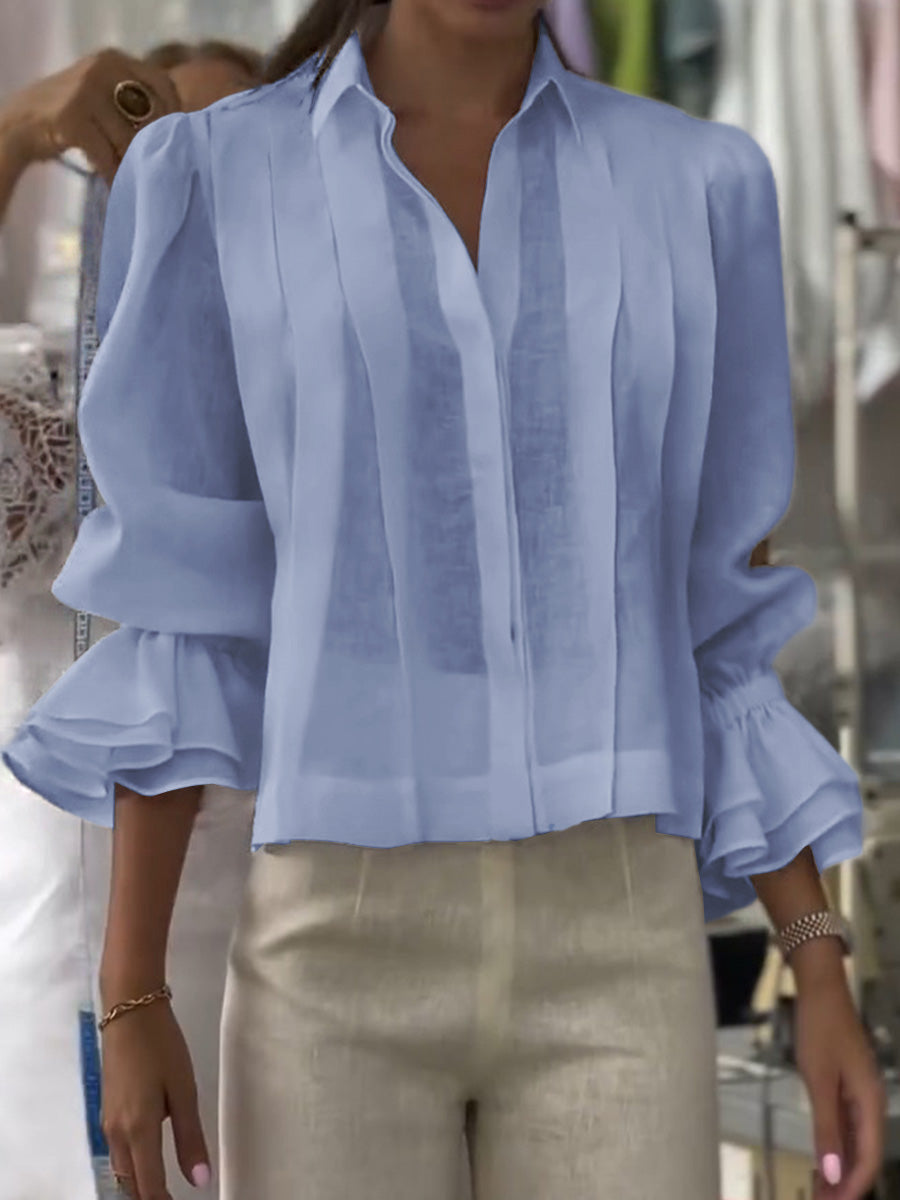 Annalise | Lapel long sleeve polo