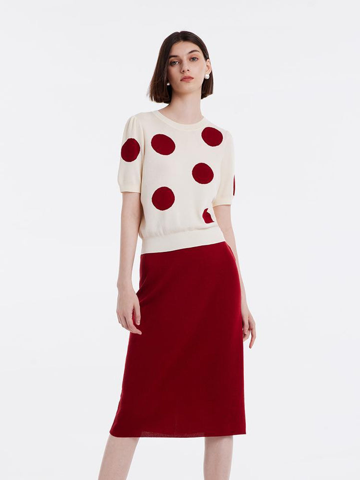 Violette | Women’s tencel polka dots knit top and skirt set