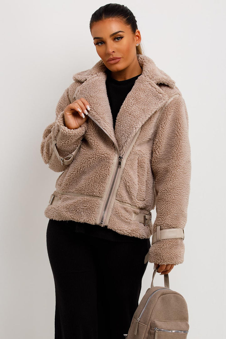 Aadhya | Women’s teddy aviator jacket