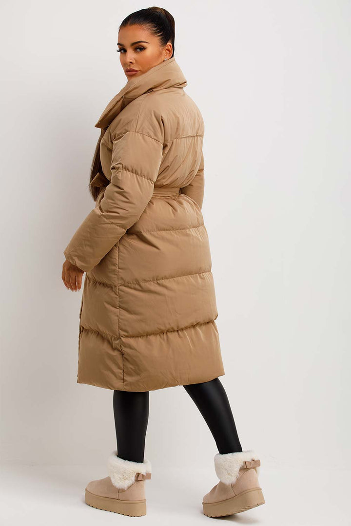 Ainara | Women’s long padded puffer coat with waist belt