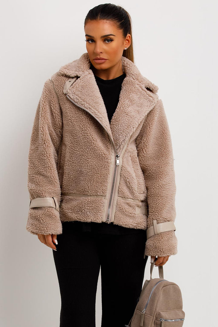 Aadhya | Women’s teddy aviator jacket