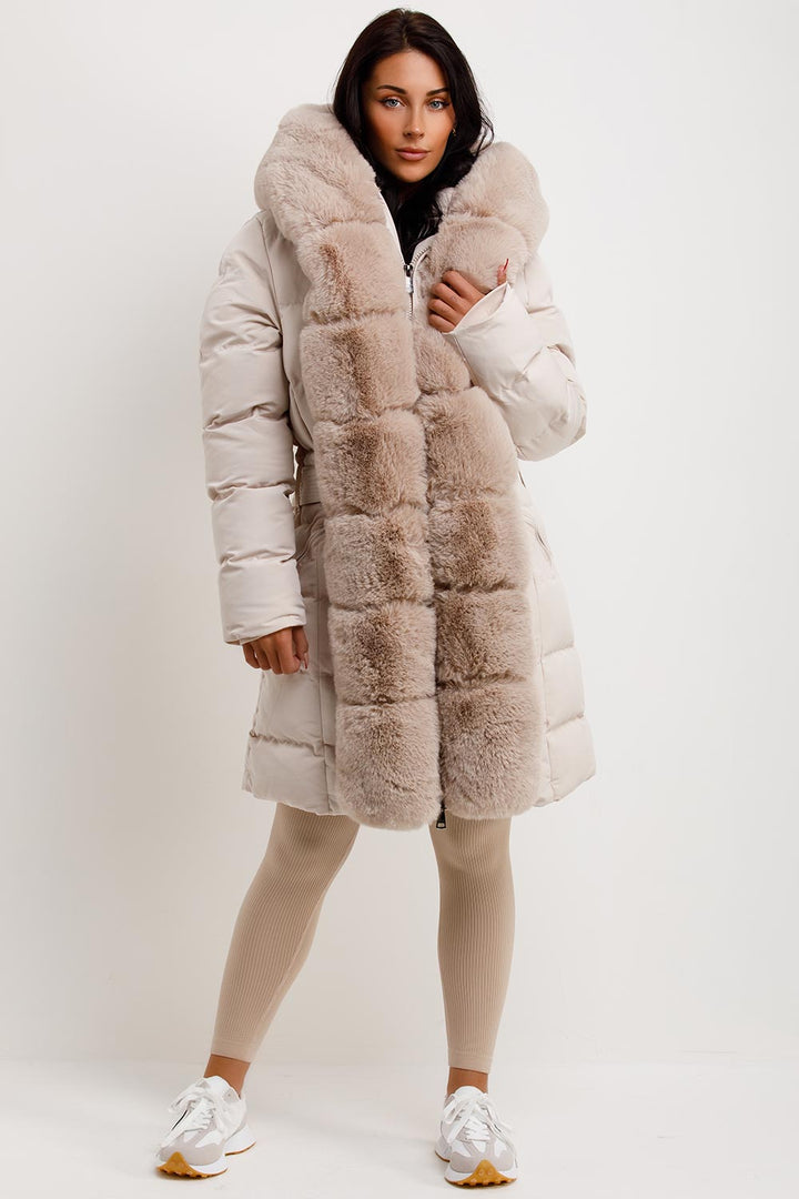 Elisabeth | Women's luxe faux fur-panel winter puffer coat