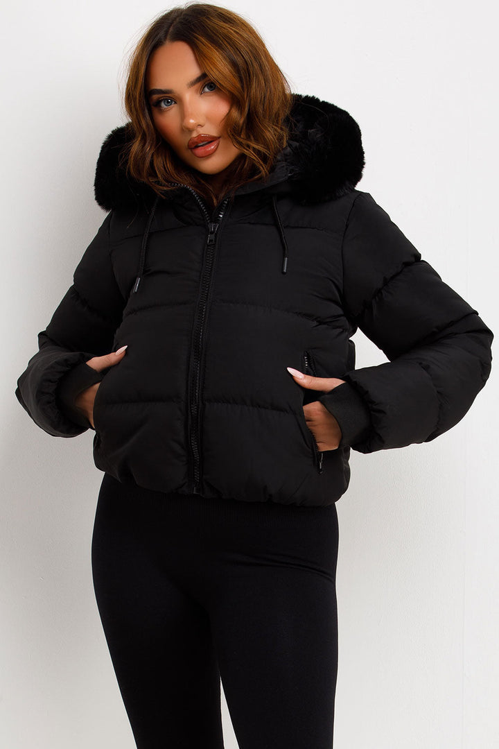 Athena | Women’s faux fur hooded puffer jacket