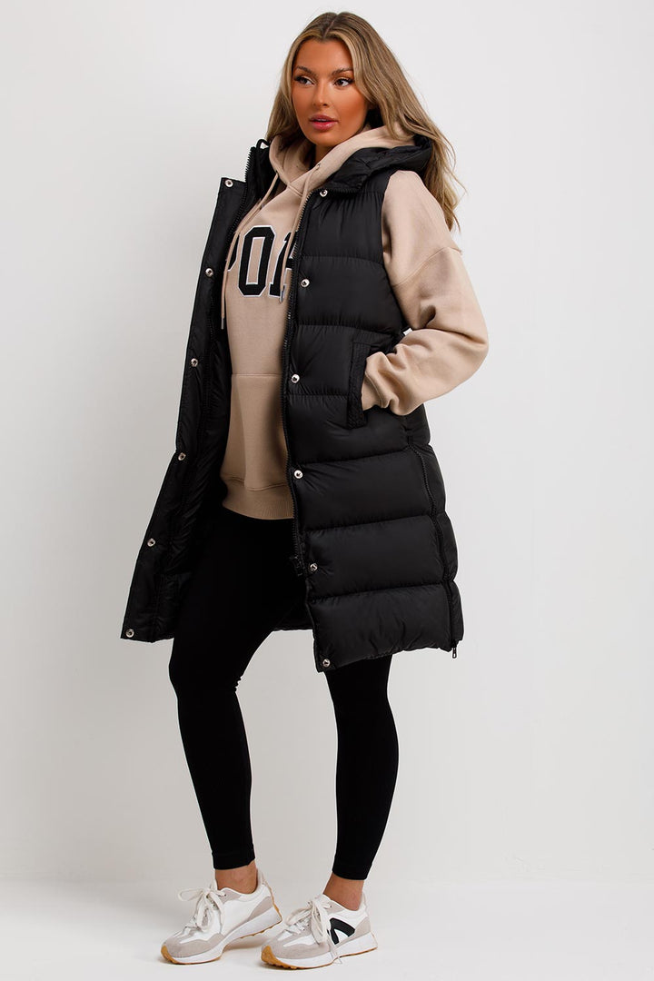 Murphy | Women’s long puffer vest with hood