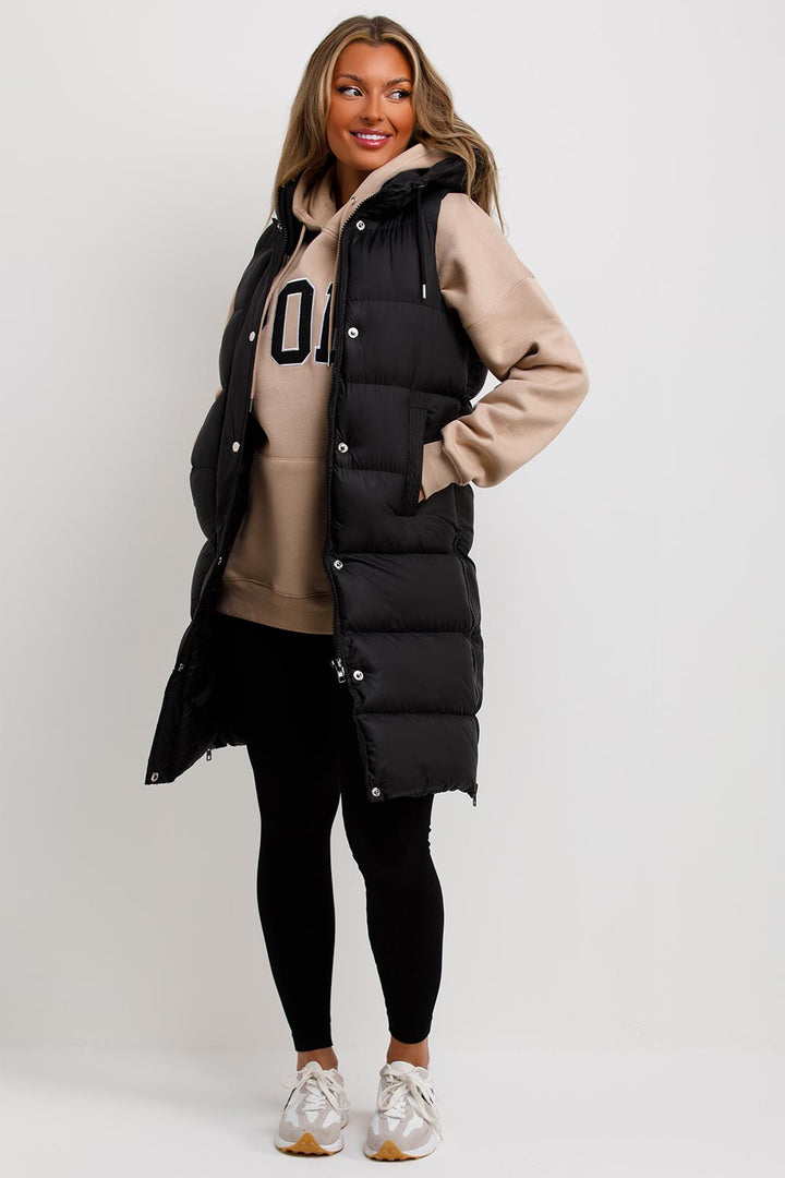 Murphy | Women’s long puffer vest with hood
