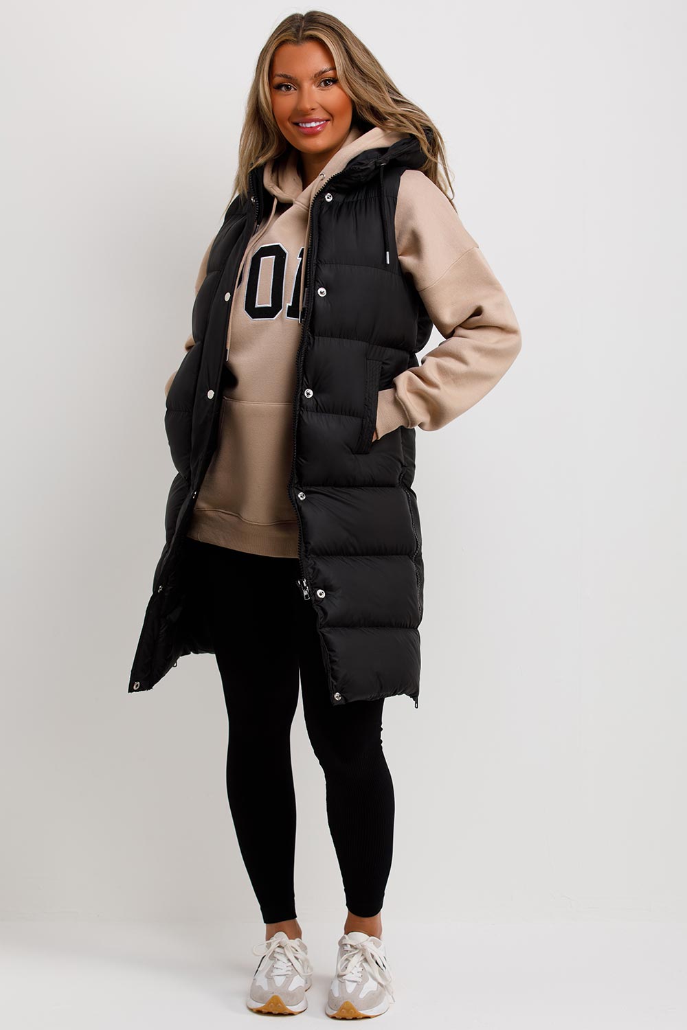 Murphy | Women’s long puffer vest with hood