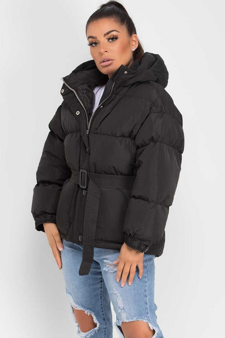 Danielle | Women’s hooded puffer jacket with belt