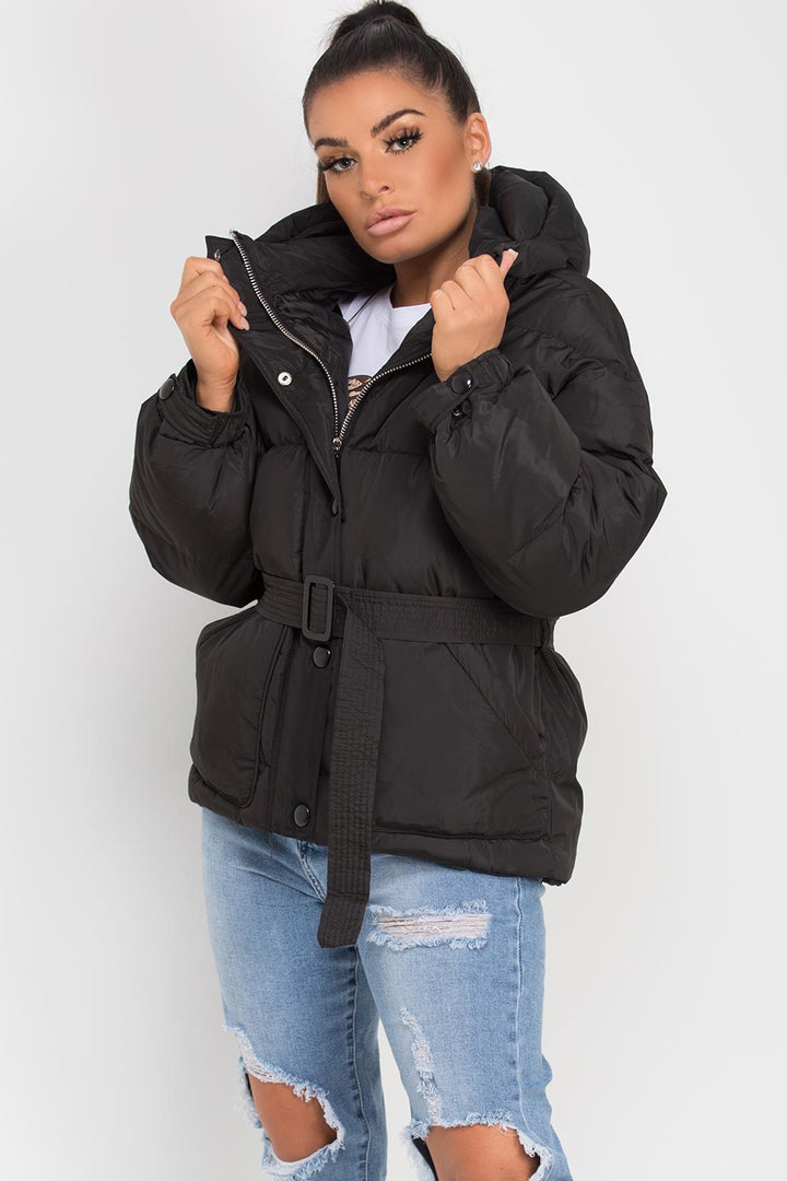 Danielle | Women’s hooded puffer jacket with belt
