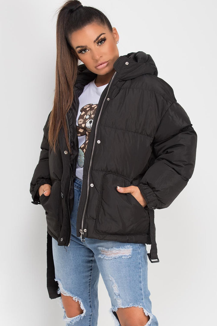 Danielle | Women’s hooded puffer jacket with belt